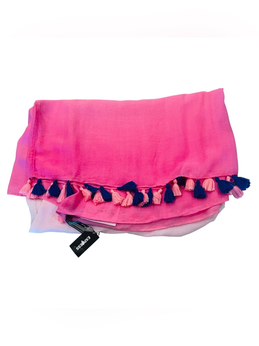 Express  Pink Scarf with Navy & Light Pink Tassels